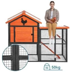 Durable Wood And Iron Chicken Coop W/ Runway And Waterproof Roof For 5-7 Chickens, Built-in Nesting Box, Poultry Fencing -Dewalt Tools Shop maocao hoom chicken coops y s02 1f 1000