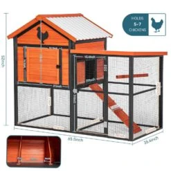 Durable Wood And Iron Chicken Coop W/ Runway And Waterproof Roof For 5-7 Chickens, Built-in Nesting Box, Poultry Fencing -Dewalt Tools Shop maocao hoom chicken coops y s02 4f 1000