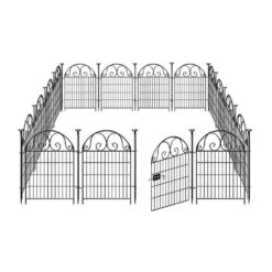 27 In. X 40 In. Heavy Duty Metal Temporary Dog Digging Fencing Barrier With Gate For Outdoor Yard (12-Pack)