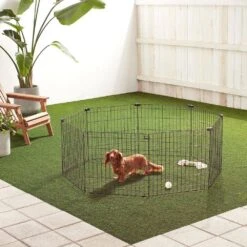 2 Ft. X 5 Ft. Octagonal Foldable Flat Top Metal Rectangle Fencing Playpen With Single Door For Dogs, Black -Dewalt Tools Shop metal fence panels 1x0u7g9m 31 1000