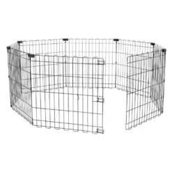2 Ft. X 5 Ft. Octagonal Foldable Flat Top Metal Rectangle Fencing Playpen With Single Door For Dogs, Black