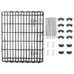 2.5 Ft. X 5 Ft. Octagonal Foldable Flat Top Metal Rectangle Fencing Playpen With Single Door For Dogs, Black -Dewalt Tools Shop metal fence panels 2t9i8l0q c3 1000