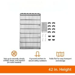 3.5 Ft. X 5 Ft. Octagonal Foldable Flat Top Rectangle Metal Fencing Playpen With Single Door For Dogs, Black -Dewalt Tools Shop metal fence panels 7k2p5m6t 40 1000