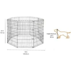 3.5 Ft. X 5 Ft. Octagonal Foldable Flat Top Rectangle Metal Fencing Playpen With Single Door For Dogs, Black -Dewalt Tools Shop metal fence panels 7k2p5m6t c3 1000