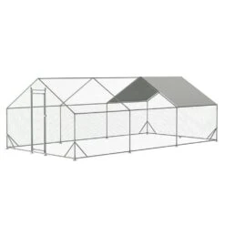 Anky 79 In. H X 240 In. W X 120 In. D Metal Poultry Fencing, Large Galvanized Steel Chicken Coop Poultry Cage In Silver