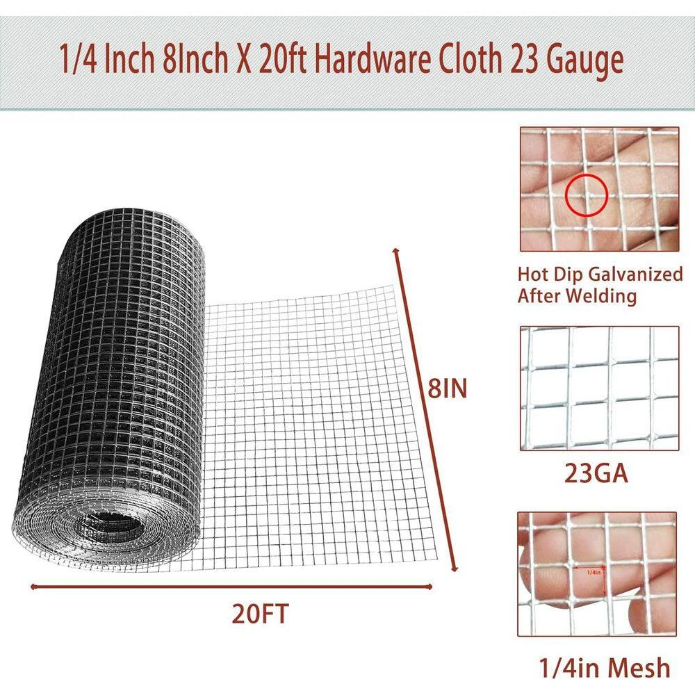 N/A Galvanized Welded Wire Hardware Cloth Roll 8in X 20ft 23Gauge Rabbit Snake Chicken Garden Fencing Critter Barrier 6 N/A Galvanized Welded Wire Hardware Cloth Roll 8in X 20ft 23Gauge Rabbit Snake Chicken Garden Fencing Critter Barrier - Image 4