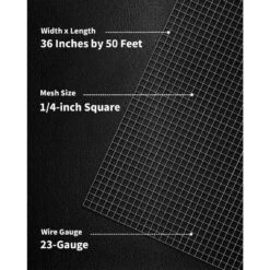 N/A Hardware Cloth Roll 1/4 Inch Mesh 36 X 50 Ft 23 Gauge Hot-Dip Galvanized Steel Wire For Fencing And Gardening Use -Dewalt Tools Shop n a hardware cloth fencing bsa1122c033 c3 1000