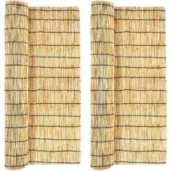 4 Ft. H X 16.4 Ft. W Natural Wood Color Reeds Eco-Friendly Privacy Screen Curtain Patio Reed Fencing Rolls (2-Pack)