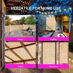 4 Ft. H X 16.4 Ft. W Natural Wood Color Reeds Eco-Friendly Privacy Screen Curtain Patio Reed Fencing Rolls (2-Pack) -Dewalt Tools Shop natural atengnes garden fencing yd240474 76 1000