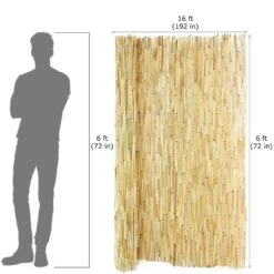 6 Ft. H X 16 Ft. L Bamboo Tan Reed Fencing Panel Decorative Screen Fence For Backyard Garden Fencing Divider -Dewalt Tools Shop natural backyard x scapes garden fencing 20 n6 4f 1000