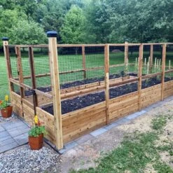 8 Ft. X 16 Ft. Cedar Garden In A Box With Deer Fencing -Dewalt Tools Shop natural wood outdoor living today raised planter boxes rb816dfo 44 1000