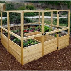 8 Ft. X 8 Ft. Garden In A Box With Deer Fencing -Dewalt Tools Shop natural wood outdoor living today raised planter boxes rb88dfo 4f 1000