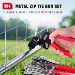 Heavy Duty 304 Stainless Steel Cable Tie Gun Kit With 150PCS Metal Zip Ties For Fencing Cable Bundling, Red -Dewalt Tools Shop nvnoo concrete accessories 2e0w6i1u c3 1000