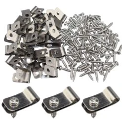 Stainless Steel Fencing Mounting Clips With 200 Pcs Screws For 12-16 Gauge Welded Clamps To Wood Metal Or Vinyl Railings