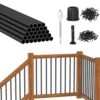 3/4 In. X 36 In. Round Aluminum Deck Baluster With Screws Conector For Railing Fencing, Black (30-Pack)