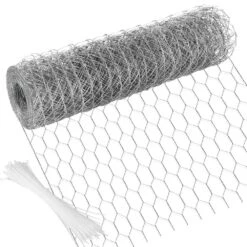 13.7 In. X 393.7 In. Hexagonal Galvanized Wire Netting For Pet Rabbit Chicken Fencing With 100 Cable Zip Ties, Silver