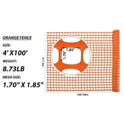 4 Ft. X 100 Ft. Plastic Safety Fence With 100 Zip Ties, For Garden Fencing, Orange -Dewalt Tools Shop nvnoo snow fencing 1t2d0s8n 77 1000