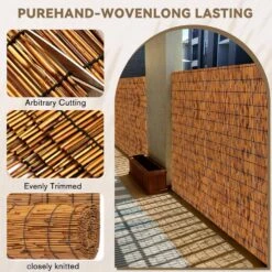 4 Ft. X 16 Ft. Reed Fencing Rolls, Decorative Bamboo Fencing For Balcony Patio Garden Backyard Outdoor, Light Russet -Dewalt Tools Shop nvnoo snow fencing 3x2v7k6f 77 1000