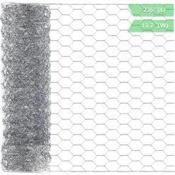 13.7 In. X 236 In. Hexagonal Galvanized Wire Netting For Pet Rabbit Chicken Fencing, Silver