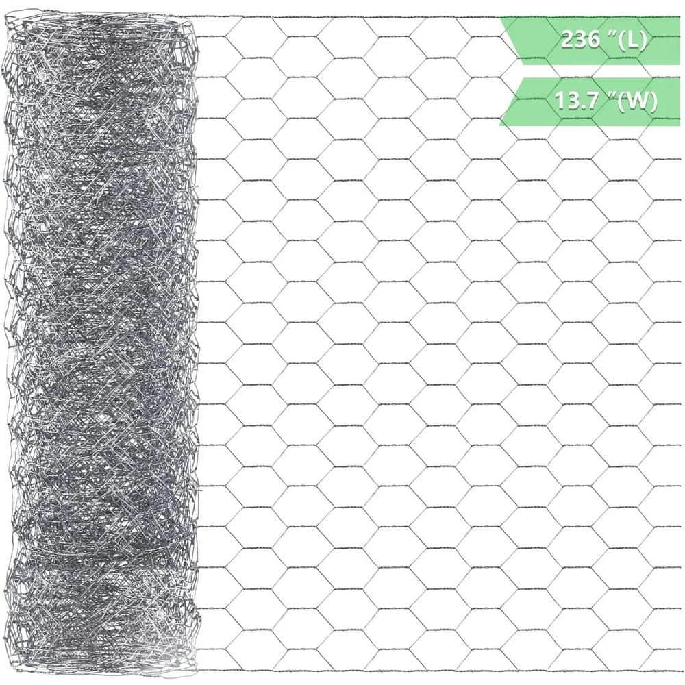 13.7 In. X 236 In. Hexagonal Galvanized Wire Netting For Pet Rabbit Chicken Fencing, Silver 3 13.7 In. X 236 In. Hexagonal Galvanized Wire Netting For Pet Rabbit Chicken Fencing, Silver