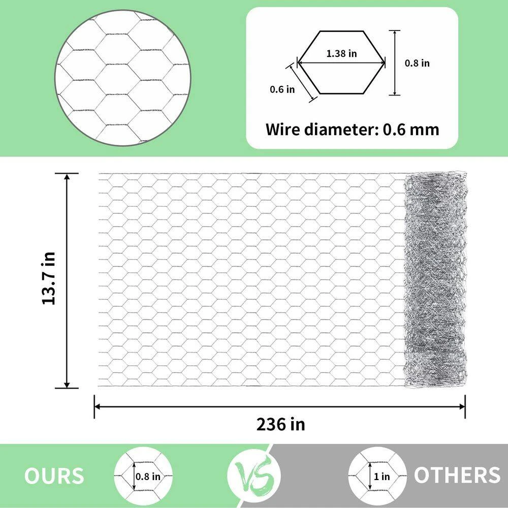 13.7 In. X 236 In. Hexagonal Galvanized Wire Netting For Pet Rabbit Chicken Fencing, Silver 8 13.7 In. X 236 In. Hexagonal Galvanized Wire Netting For Pet Rabbit Chicken Fencing, Silver - Image 6