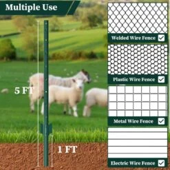 3.74 In. X 3.66 In. X 59 In. Green Metal Garden Fence U-Post For Temporary Fencing, Electric Fence Wire (10-Pack) -Dewalt Tools Shop nvnoo t posts u posts 0q5p8y2d 40 1000