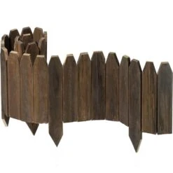 47 In. Wooden Garden Edging Decorative Small Picket Panels Flower Bed Barrier Landscape Fencing Durable Installation