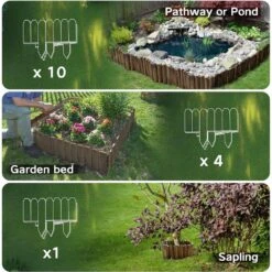 47 In. Wooden Garden Edging Decorative Small Picket Panels Flower Bed Barrier Landscape Fencing Durable Installation -Dewalt Tools Shop oyezvary compost accessories 28csa05161 76 1000