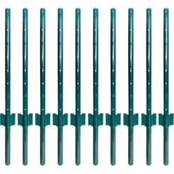 3 Ft. Sturdy Duty Metal Fence Posts Steel Fencing Poles No-Dig Garden U Post For Wire Fencing Pack Of 10