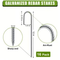 12 In. J-Shaped Silver Steel Fabric Stake, Heavy Duty Landscaping Pins For Securing Fabric, Netting & Fencing (16-Pack) -Dewalt Tools Shop oyezvary garden stakes 28csa11 4558 44 1000