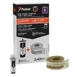 Paslode 1-7/8 In. X 0.099 In. 0-Degree Straight Aluminum Screw Shank Coil Fencing Nails + Fuel 11 Paslode 1-7/8 In. X 0.099 In. 0-Degree Straight Aluminum Screw Shank Coil Fencing Nails + Fuel -Dewalt Tools Shop paslode collated siding nails 650975 4f 1000