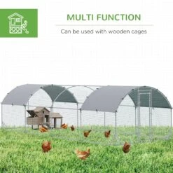 PawHut 9.2 Ft. X 24.9 Ft. X 6.5 Ft. Silver Galvanized Large Metal Chicken Coop With Cover For Outdoor Backyard, Poultry Fencing -Dewalt Tools Shop pawhut chicken coops d51 321v03 1f 1000