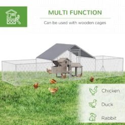 PawHut 23 Ft. X 6.6 Ft. X 6.4 Ft. Large Chicken Coop Metal Poultry Fencing For Chickens With Waterproof And Anti-UV Cover -Dewalt Tools Shop pawhut chicken coops d51 342v00sr fa 1000