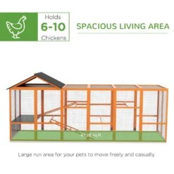 PawHut 141.75 In. X 48 In. X 61 In.Wooden Chicken Coop Run For 6-10 Chickens, Hen House, Poultry Fencing Add-On Storage, Orange -Dewalt Tools Shop pawhut chicken coops d51 363v00og 1f 1000