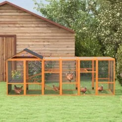 PawHut 141.75 In. X 48 In. X 61 In.Wooden Chicken Coop Run For 6-10 Chickens, Hen House, Poultry Fencing Add-On Storage, Orange -Dewalt Tools Shop pawhut chicken coops d51 363v00og 76 1000