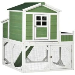 PawHut 49 In. Small Chicken Coop Hen House With Garden Space, Chicken House, Poultry Fencing With Weather Protection, 2-4 Birds