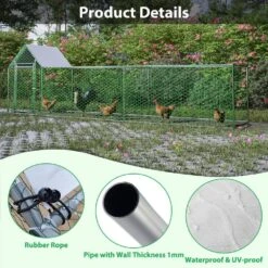 16 Ft. X 3 Ft. X 5 Ft. Outdoor Silver Metal Walk-in Chicken Pen Waterproof Poultry Fencing With UV Protection Cover -Dewalt Tools Shop pdtend chicken coops cp p151985 1d 1000
