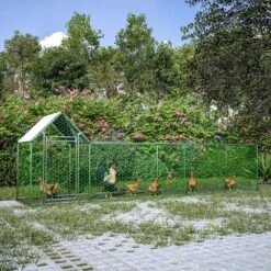 16 Ft. X 3 Ft. X 5 Ft. Outdoor Silver Metal Walk-in Chicken Pen Waterproof Poultry Fencing With UV Protection Cover -Dewalt Tools Shop pdtend chicken coops cp p151985 31 1000