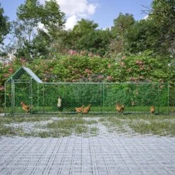 16 Ft. X 3 Ft. X 5 Ft. Outdoor Silver Metal Walk-in Chicken Pen Waterproof Poultry Fencing With UV Protection Cover -Dewalt Tools Shop pdtend chicken coops cp p151985 4f 1000