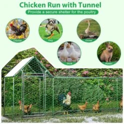 16 Ft. X 3 Ft. X 5 Ft. Outdoor Silver Metal Walk-in Chicken Pen Waterproof Poultry Fencing With UV Protection Cover -Dewalt Tools Shop pdtend chicken coops cp p151985 66 1000