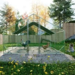 10 Ft. X 13 Ft. X 6.56 Ft. Outdoor Silver Metal Walk-in Chicken Pen Waterproof Poultry Fencing With UV Protection Cover -Dewalt Tools Shop pdtend chicken coops cp p184737 4f 1000