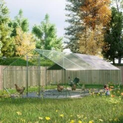 10 Ft. X 26 Ft. X 6.56 Ft. Outdoor Silver Metal Walk-in Chicken Pen Waterproof Poultry Fencing With UV Protection Cover -Dewalt Tools Shop pdtend chicken coops cp p263014 4f 1000