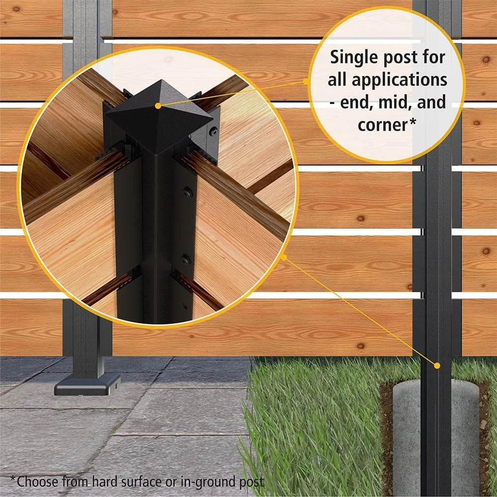 PEAK Modular Fencing 76 In. H Matte Black Aluminum Hard Surface Post For A 6 Ft. H Outdoor Privacy Fence System 9 PEAK Modular Fencing 76 In. H Matte Black Aluminum Hard Surface Post For A 6 Ft. H Outdoor Privacy Fence System - Image 7