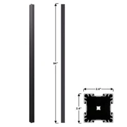 PEAK Modular Fencing 94 In. H Matte Black Aluminum In-Ground Post For A 6 Ft. H Outdoor Privacy Fence System -Dewalt Tools Shop peak deck railing systems 2491 40 1000