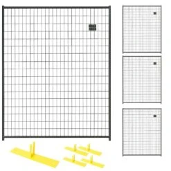 6 Ft. X 20 Ft. 4-Panel Black Powder-Coated Welded Wire Temporary Fencing