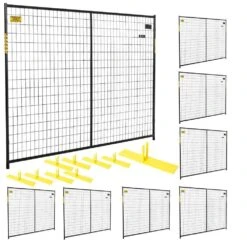 6 Ft. X 58 Ft. 8-Panel Black Powder-Coated Welded Wire Temporary Fencing