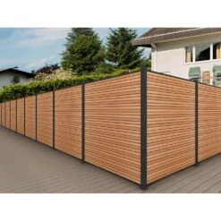 UltraEasy Fencing 6 Ft. H X 6 Ft. W Peruvian Teak Wood Plastic Composite Horizontal Fence Section With Black Frame -Dewalt Tools Shop peruvian teak newtechwood composite fence panels fence blk uh66 6 6 tk fa 1000