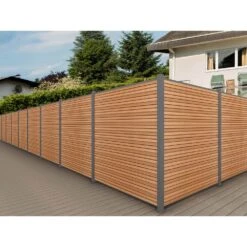 Ultra Easy Fencing 6 Ft. H X 6 Ft. W Peruvian Teak Wood Plastic Composite Horizontal Fence Section With Gray Frame -Dewalt Tools Shop peruvian teak newtechwood composite fence panels fence uh66 6 6 tk fa 1000