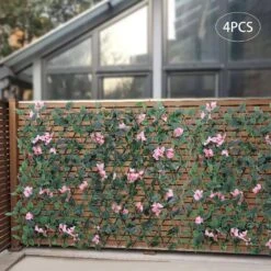 46 In. Wood Silk Fabric Faux Ivy Fencing Panel Garden Fence Pink 4-Pieces -Dewalt Tools Shop pink garden fencing ylyogn9jwdzfp 4f 1000