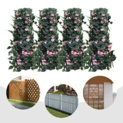 46 In. Wood Silk Fabric Faux Ivy Fencing Panel Garden Fence Pink 4-Pieces -Dewalt Tools Shop pink garden fencing ylyogn9jwdzfp c3 1000